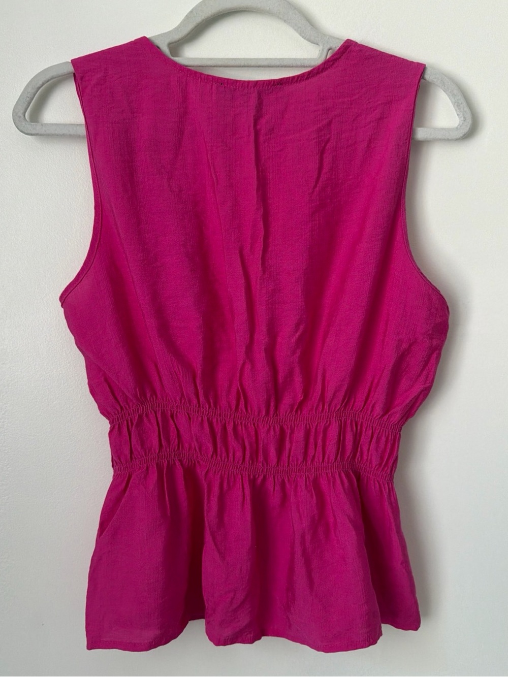 Rachel Roy  Top Chartreuse Pink Sleeveless Button Ruched Rayon Nylon Size L - Picture 2 of 7